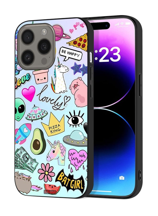 Tolwak Apple iPhone 15 Pro Max Protective Case Cover Lovely Stickers - Image 1