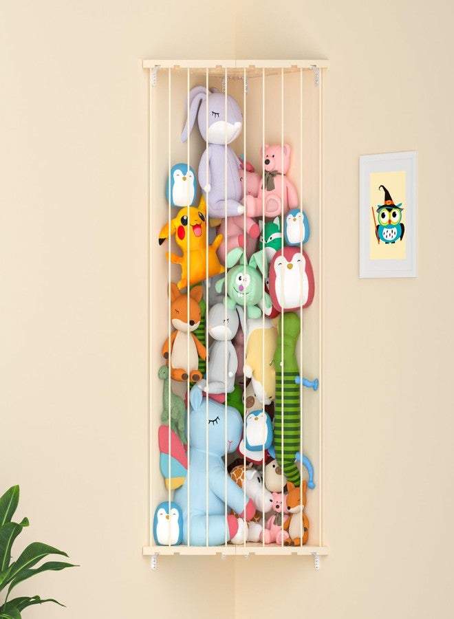 Befayoo Stuffed Animal Storage Shelf Organizer(Patented) - Corner Stuffed Animal Holder Length Adjustable - Wall Plush Storage for Nursery Playroom Bedroom Kids Room (Yellow, Standard) - Image 1