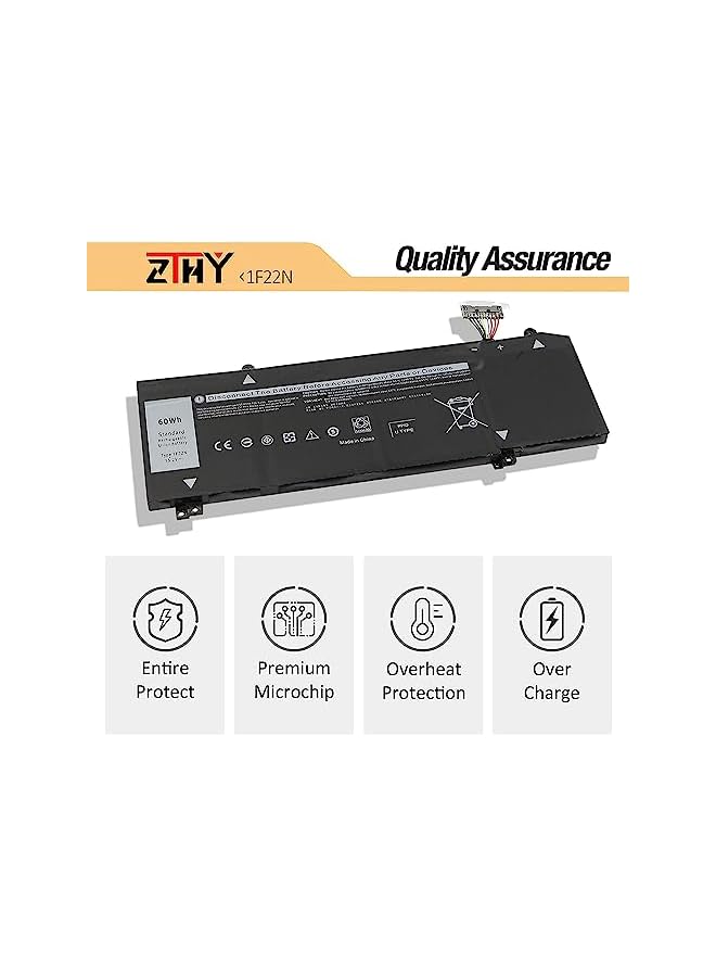ZTHY New 1F22N Laptop Battery Replacement For Dell Alien Ware M15 P79F M17 R1 P37E P37E001 Dell G7 7590 G7 7790 G5 5590 5590-D2783W D2743B D2843W Series 0Hywxj Hywxj 0Jjpfk Jjpfk 15.2V 60Wh 4Cell - Image 4