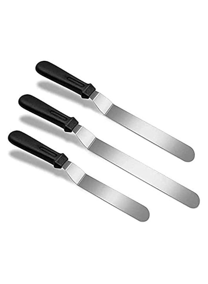 جرين تايجر سكين للخبز، مجموعة ملعقة مسطحة بزاوية سكين من 3 أدوات تزيين من الفولاذ المقاوم للصدأ للخبز، وتزيين الكيك، وتنعيم الثلج والطهي، ومعجنات التجميد، والكب كيك - Image 1