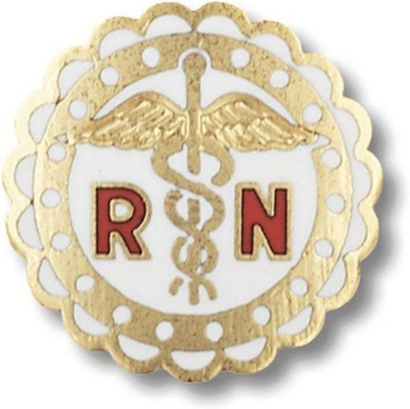 Prestige Medical Registered Nurse Emblem Pin with Round Sculptured Edge