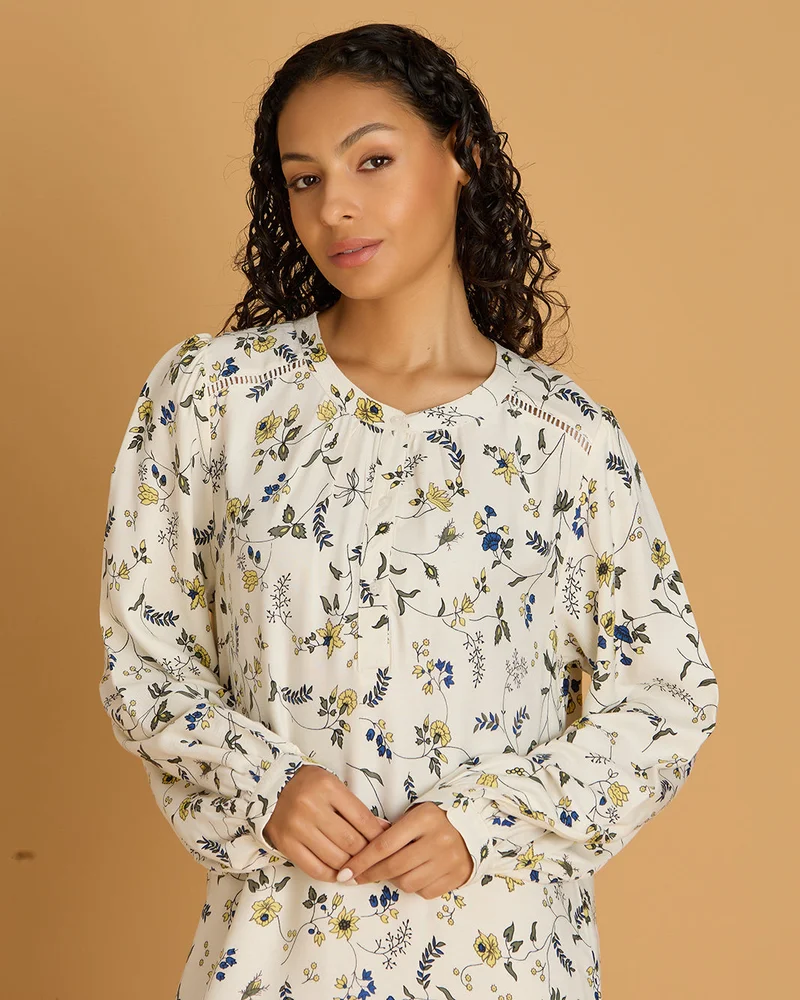 Redtag Women White Printed Nightgown
