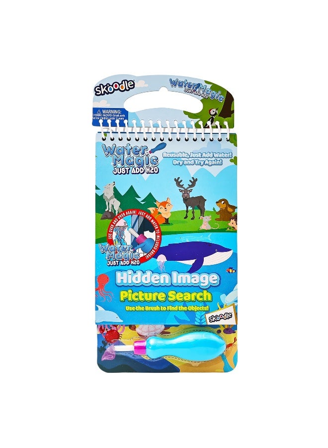 SKOODLE Hidden Image Picture Search Magic Pad with Brush| Reusable Fun Water Reveal Activity Pad | Mess Free Creative Toy For Kids | Age 3+ - Image 1
