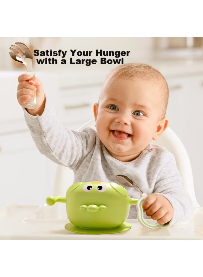Cookss Baby Food Bowl, 316 Stainless Steel, Multifunctional Children's Tableware, Anti-fall, Portable, Suction Cup Bowl, Yellow - Image 5