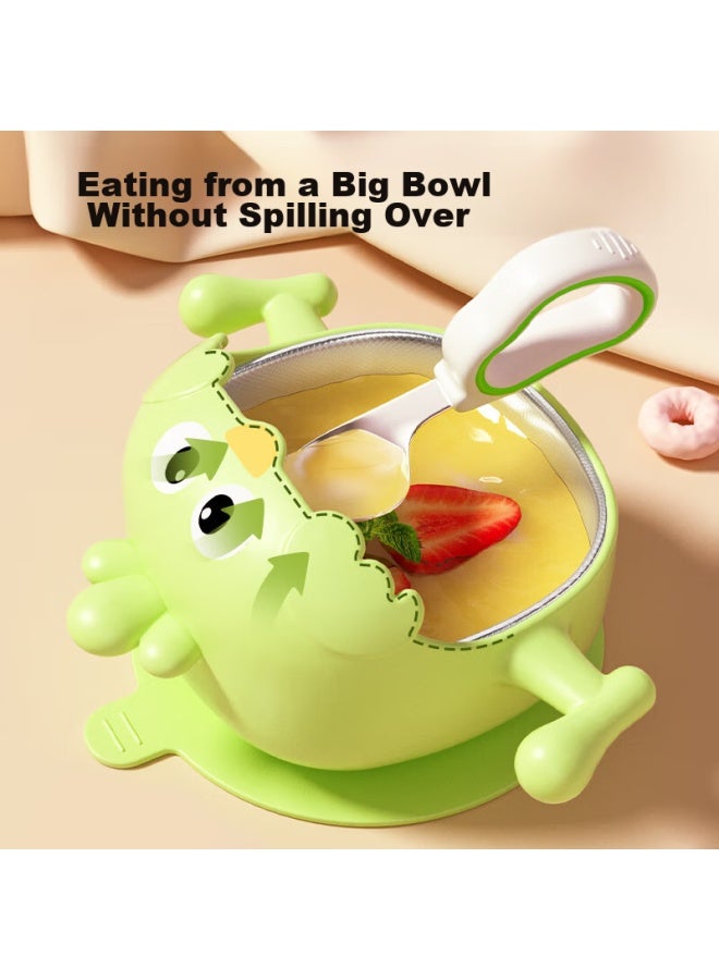 Cookss Baby Food Bowl, 316 Stainless Steel, Multifunctional Children's Tableware, Anti-fall, Portable, Suction Cup Bowl, Yellow - Image 2