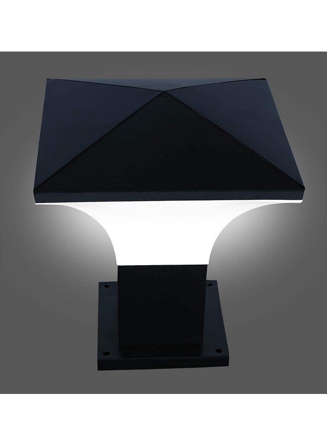 kinis kinis Modern Shape Pole Lamp/Gate Light/Outdoor Lamp/Outdoor Light/Pillar Light for Outdoor Home, Hut Top Design, Black and Milky (Pack of 2, Without Bulb)  - Image 3