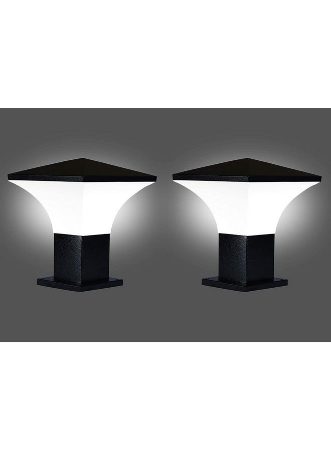 kinis kinis Modern Shape Pole Lamp/Gate Light/Outdoor Lamp/Outdoor Light/Pillar Light for Outdoor Home, Hut Top Design, Black and Milky (Pack of 2, Without Bulb)  - Image 1