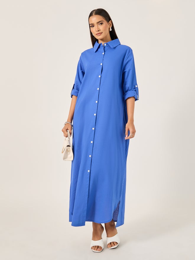 Styli Blue Button-Down Dress  - Image 1
