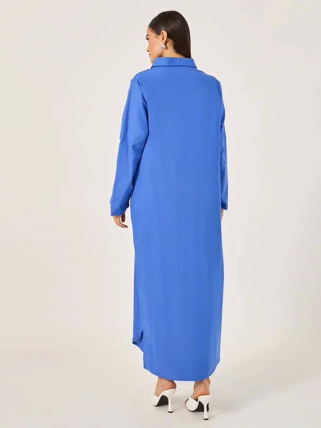 Styli Blue Button-Down Dress