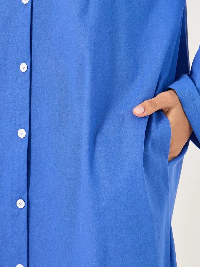 Styli Blue Button-Down Dress