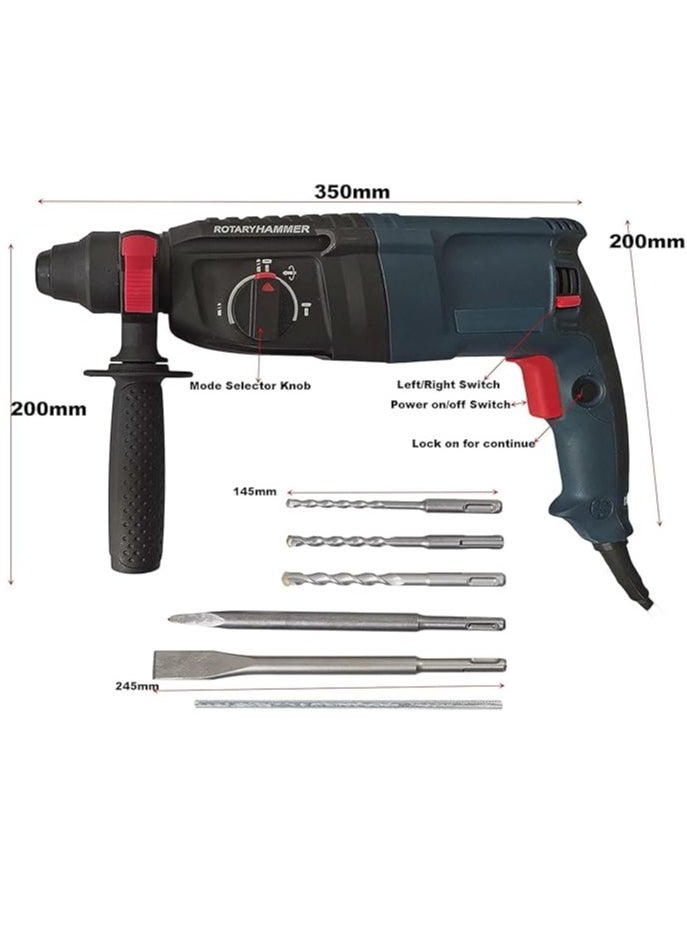 BOSS NEO POWER Rotary Hammer Drill with Dual Drill Modes, 360° Rotating Auxiliary Handle, 26mm SDS-Plus, Concrete Power Tools with Case  - Image 2