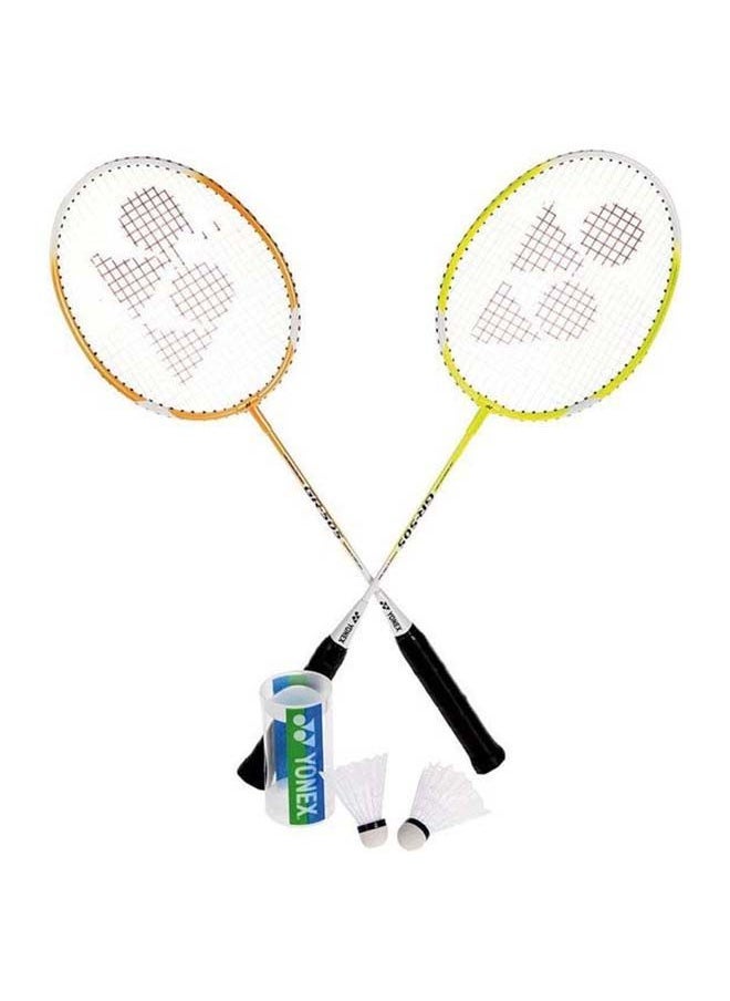 Yonex Gr 505 2 Yellow Green Bad Rackets + 2 Shuttle + Mavis 2000 Blue Cap Medium Badminton Shuttlecock 6 Pack, Yellow Pack - Image 2