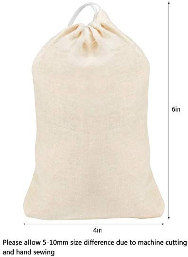 Tayfremn 50Pcs Cotton Drawstring Bags, Reusable Muslin Bag Natural Cotton Bags with Drawstring Produce Bags Bulk Gift Bag Jewelry Pouch for Party Wedding Home Storage, Natural Color (4x6 Inch) - Image 2