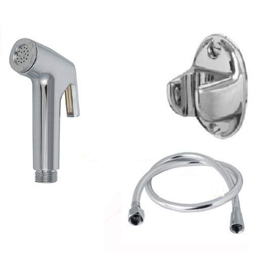 SHRUTI Plastic Hand Shower Health Faucet Bathroom Faucet with 2mtr Shower Tube and Chrome Plated Stand and Fitting Screw 8 cm x 6 cm x 2 cm Metallic11761167 Full CP - Image 1