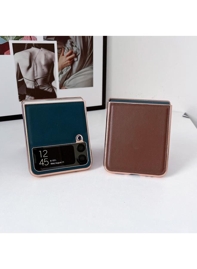 S-TOP Case For Samsung Galaxy Z Flip4 5G Genuine Leather Xiaoya Series Nano Electroplating Phone Case - Image 4