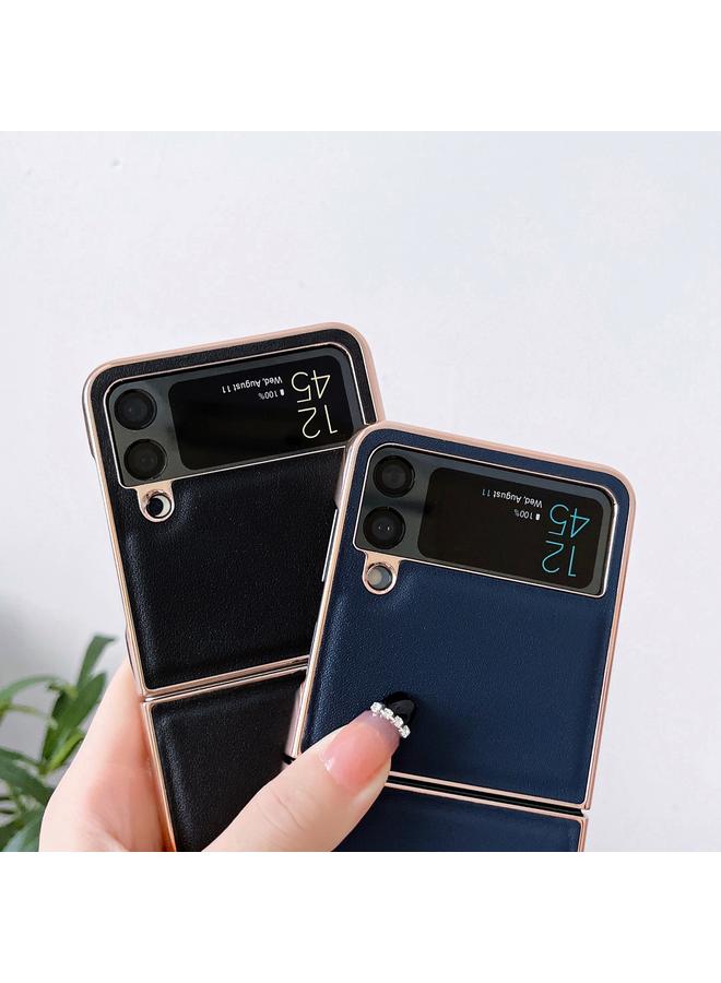 S-TOP Case For Samsung Galaxy Z Flip4 5G Genuine Leather Xiaoya Series Nano Electroplating Phone Case - Image 3