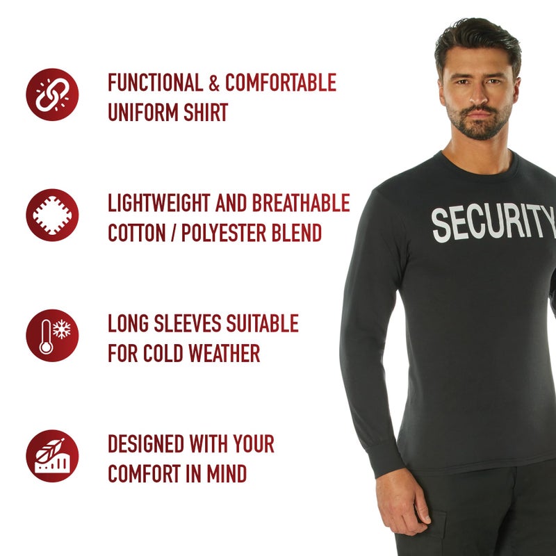 Rothco 2-Sided Security Long Sleeve T-Shirt - Black, 2XL - Image 5