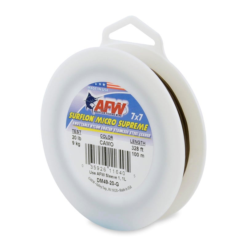 AFW American Fishing Wire Surflon Micro Supreme Nylon Coated 7x7 Stainless Steel Leader Wire 20 lb Test 015 Diameter Camo 100 m - Image 2