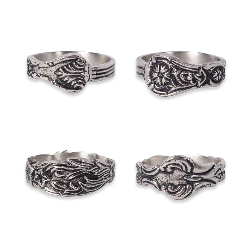 DII Decorative Assorted Silver Napkin Ring Set One Size Vintage Silver Spoon 4 Count