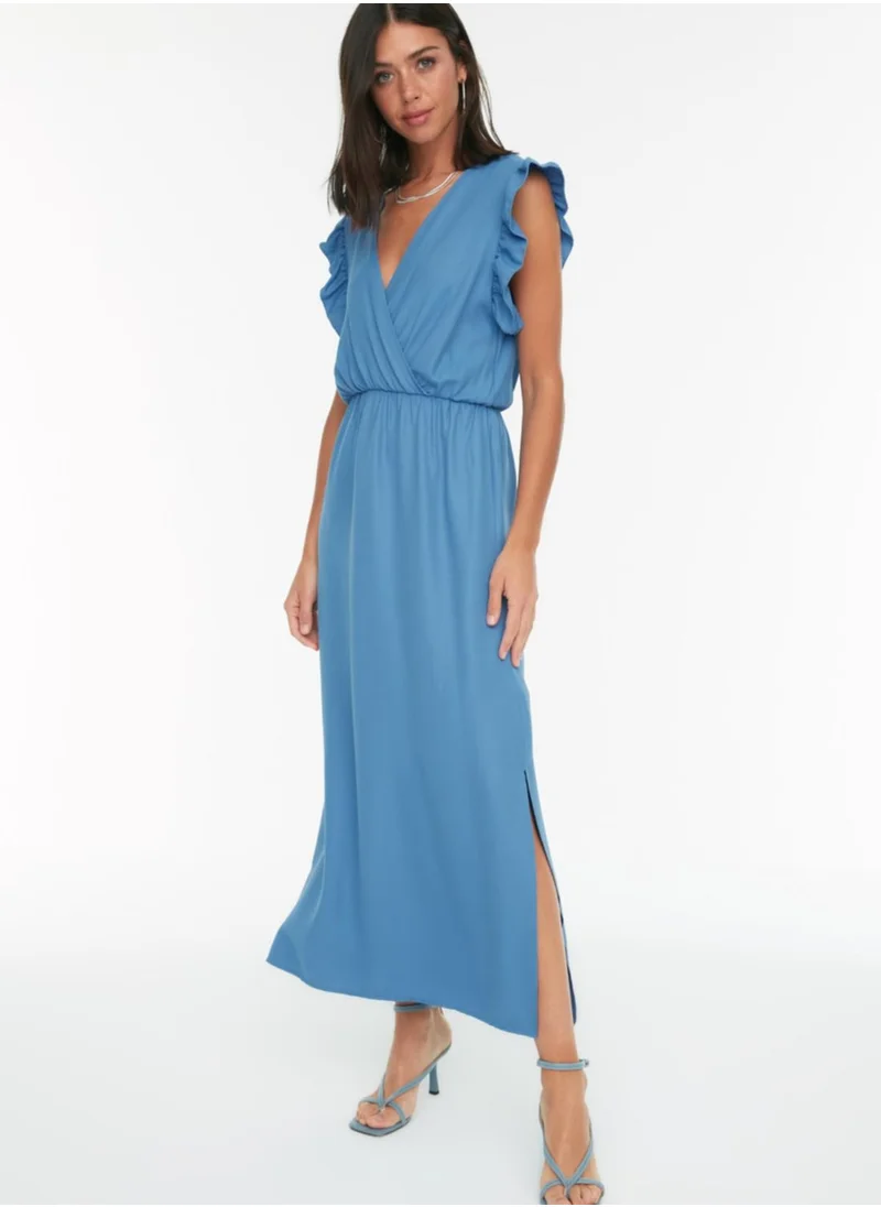 trendyol Side Slit Surplice Dress