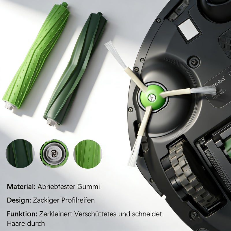 Bluearks 26 Replacement Parts for iRobot Roomba i7 i7+ i3 i3+ i4 i4+ i5 i5+ i6 i6+ i8 i8+ E5 E6 E7 Robot Vacuum Accessories, 2 Rubber Roller 8 Filters 8 Side Brushes 8 Vacuum Bagsï¼ˆNOT Fit the Combo J7+ï¼‰ - Image 3