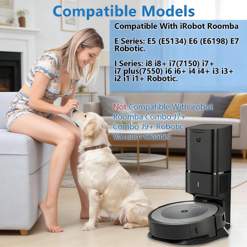 Bluearks 26 Replacement Parts for iRobot Roomba i7 i7+ i3 i3+ i4 i4+ i5 i5+ i6 i6+ i8 i8+ E5 E6 E7 Robot Vacuum Accessories, 2 Rubber Roller 8 Filters 8 Side Brushes 8 Vacuum Bagsï¼ˆNOT Fit the Combo J7+ï¼‰ - Image 2
