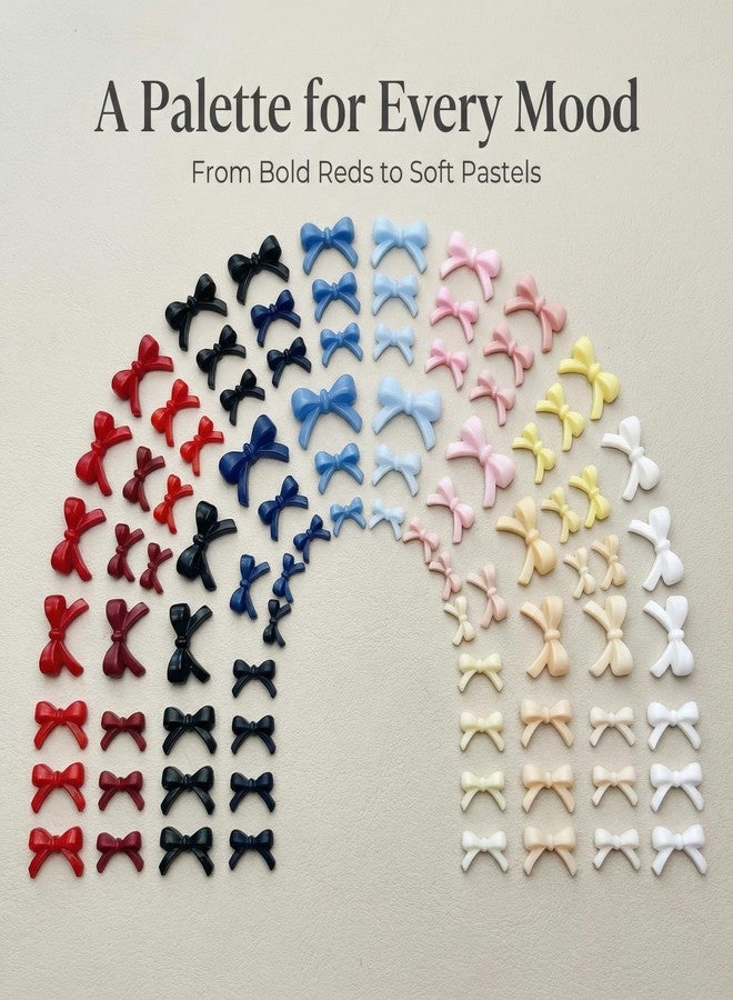 KGCGJVB 450PCS Bow Charms for Nails Small 3D Nail Bows and Mini Charm Resin Flatback Studs Colorful Nail Bowknot Gems Jewelry Cute Nail Accessories for Women 3 Size - Image 2