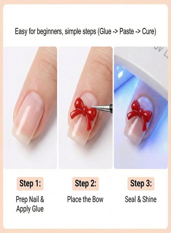 KGCGJVB 450PCS Bow Charms for Nails Small 3D Nail Bows and Mini Charm Resin Flatback Studs Colorful Nail Bowknot Gems Jewelry Cute Nail Accessories for Women 3 Size - Image 4