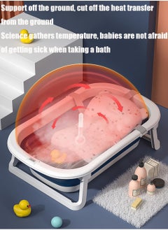 MissTiara Baby Bathtub Baby Foldable Bath Tub with Bathmat Cushion and Thermometer, Portable Baby Bathtub with Drain Hole, Shower Basin with Non-Slip Support Leg for 0-6 Years Boy Girl (Pink) Assorted  - Image 3