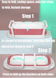 MissTiara Baby Bathtub Baby Foldable Bath Tub with Bathmat Cushion and Thermometer, Portable Baby Bathtub with Drain Hole, Shower Basin with Non-Slip Support Leg for 0-6 Years Boy Girl (Pink) Assorted  - Image 5