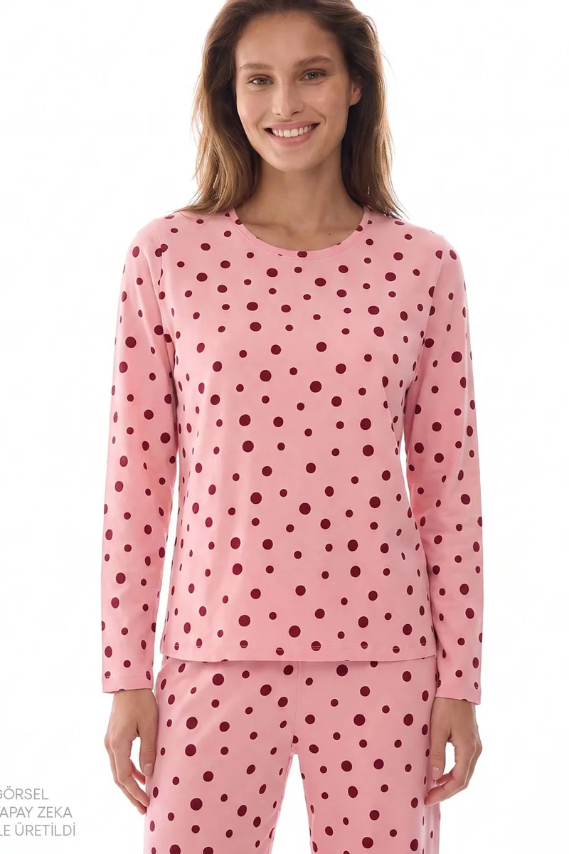 بنتي PENTI Berry Polka Dot Long Sleeve Pajama Set
