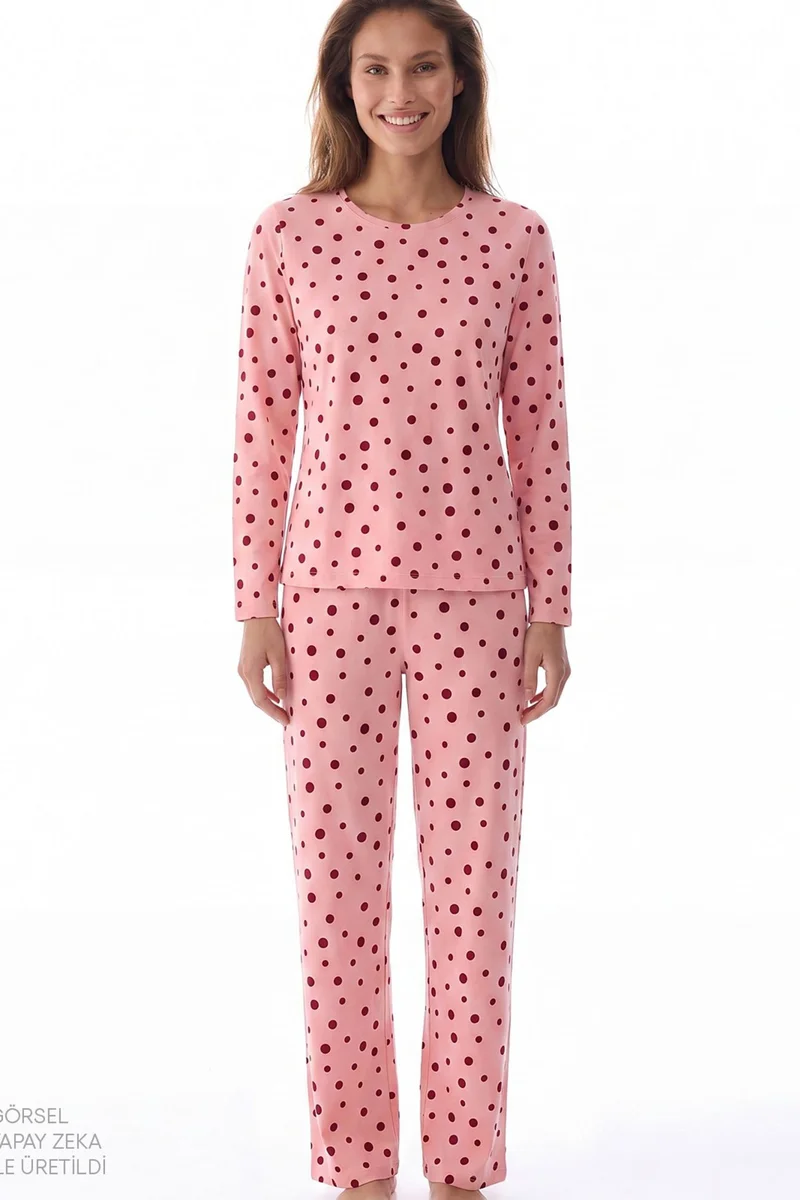بنتي PENTI Berry Polka Dot Long Sleeve Pajama Set