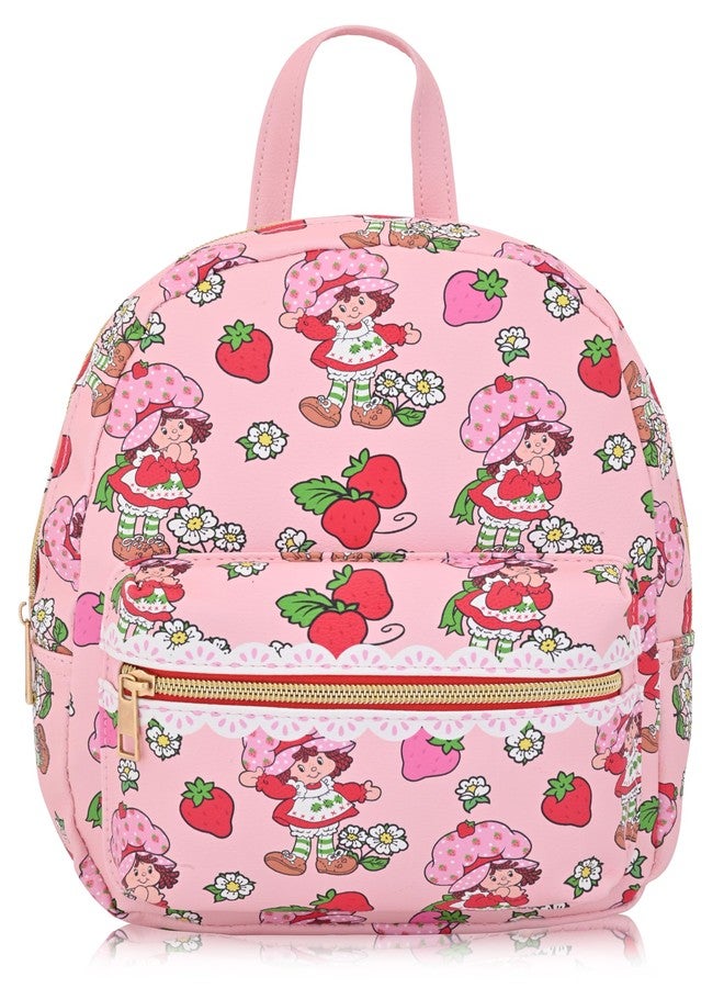 Fast Forward Strawberry Shortcake Backpack for Women, Men, Unisex | Cute PU Leather 10" Mini Backpack Purse Shoulder Purse | Strawberry Shortcake Bag and Accessories - Image 1