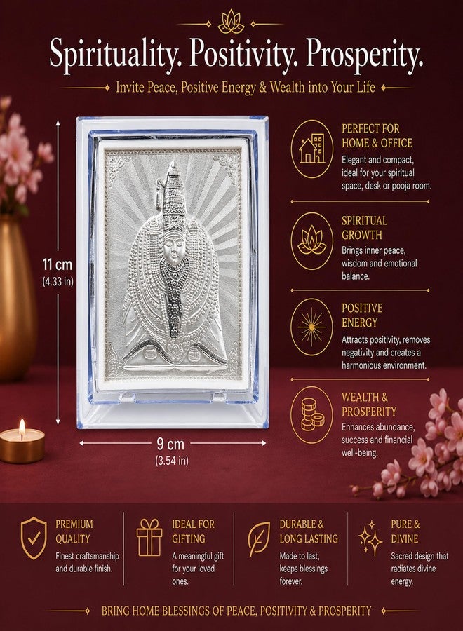 ARTSMINE 999 Silver-Tulja Bhavani Acrylic Stand | Size 11 * 9 CM | Spiritual Gift | Diwali & Housewarming | Purity Certificate- 1 Unit, Gift Bag - Image 3