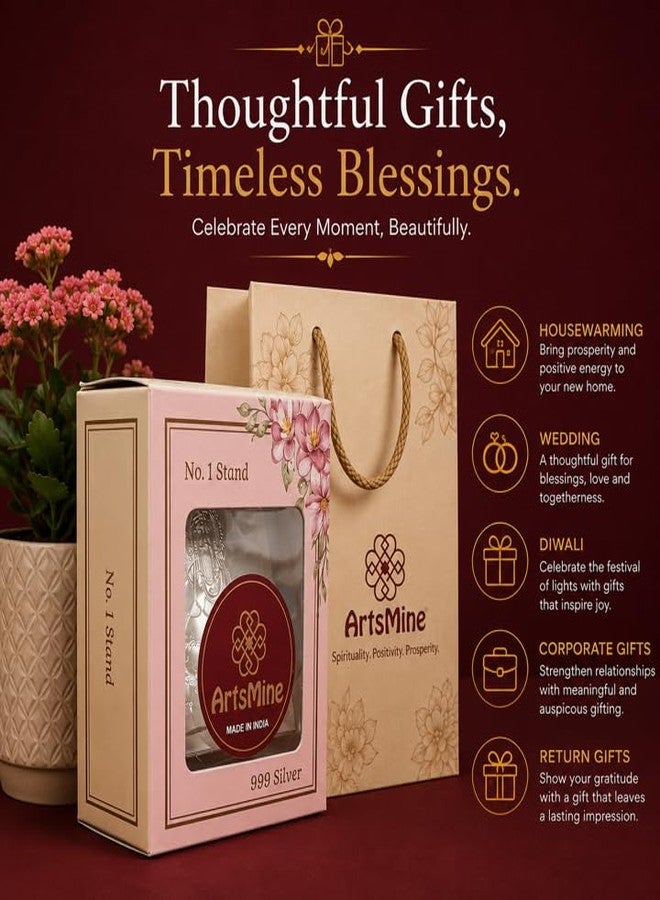 ARTSMINE 999 Silver-Tulja Bhavani Acrylic Stand | Size 11 * 9 CM | Spiritual Gift | Diwali & Housewarming | Purity Certificate- 1 Unit, Gift Bag - Image 4