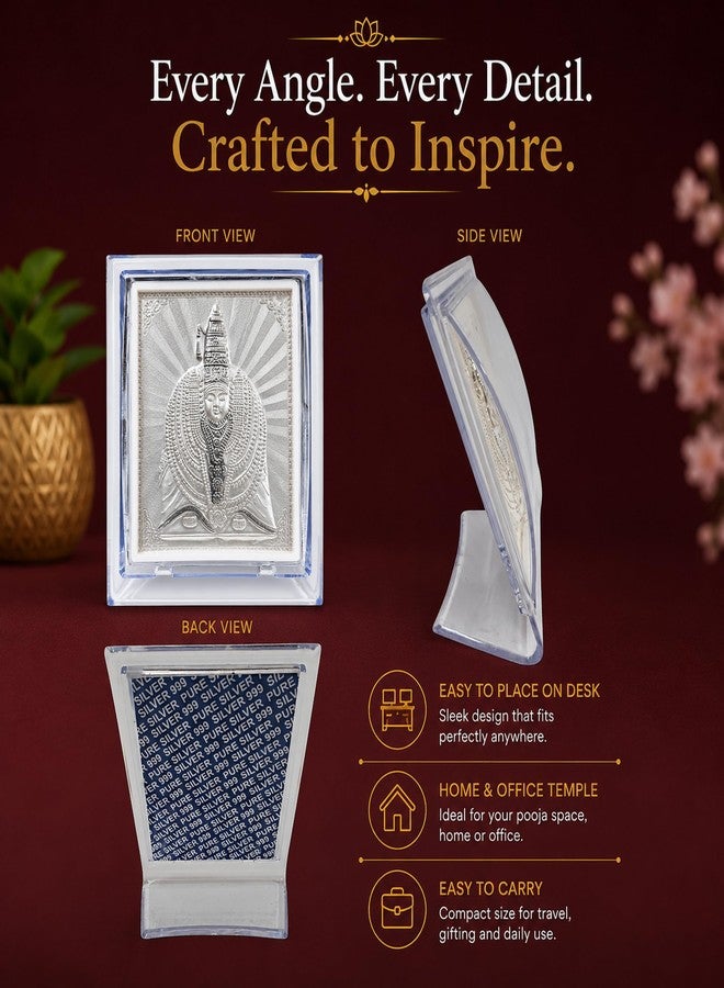 ARTSMINE 999 Silver-Tulja Bhavani Acrylic Stand | Size 11 * 9 CM | Spiritual Gift | Diwali & Housewarming | Purity Certificate- 1 Unit, Gift Bag - Image 5