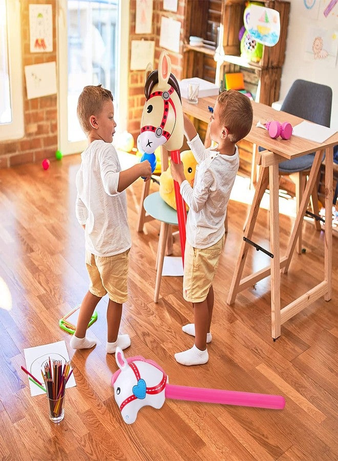 EVERMARKET 3PCS Inflatable Stick Horse,Inflatable Horse Head on Stick Horse Costume Pony/Halloween/Western Cowboy/Horse Baby Shower Birthday Party Decorations Supplies Favors Props,37 Inches Red Pink Brown - Image 5
