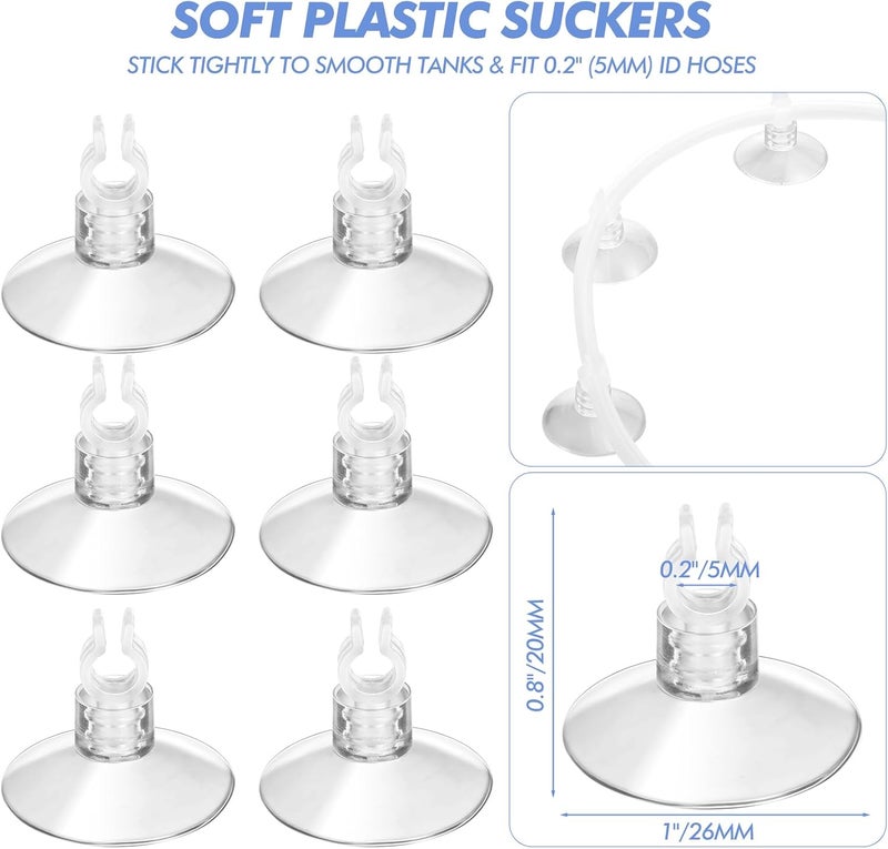 Shappy شابي 65 قدم 12 قطعة ملحقات مضخة الهواء للأكواريوم أنبوب قياسي 15 أنبوب هواء للأكواريوم لخزان السمك يحتوي على حجارة صمامات فحص أكواب شفط موصلات مستقيمة موصلات T - Image 4