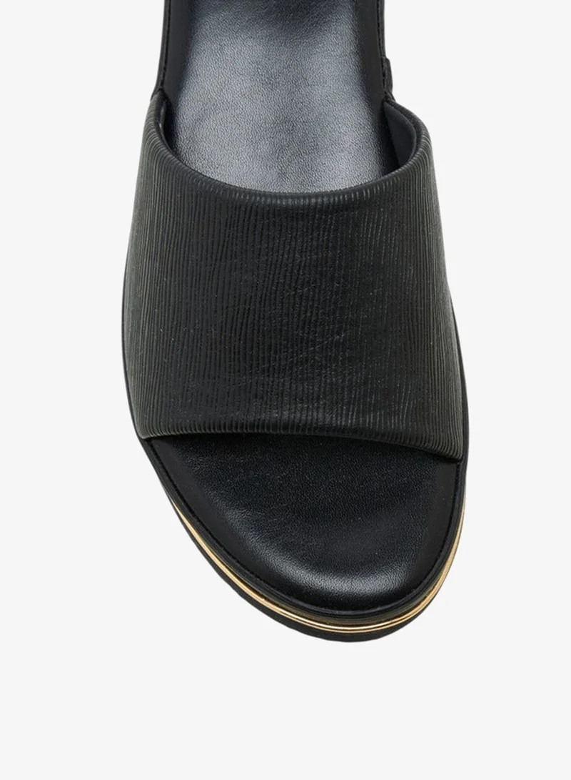 Flora Bella By Shoexpress Textured Slip-On Sandals with Wedge Heel