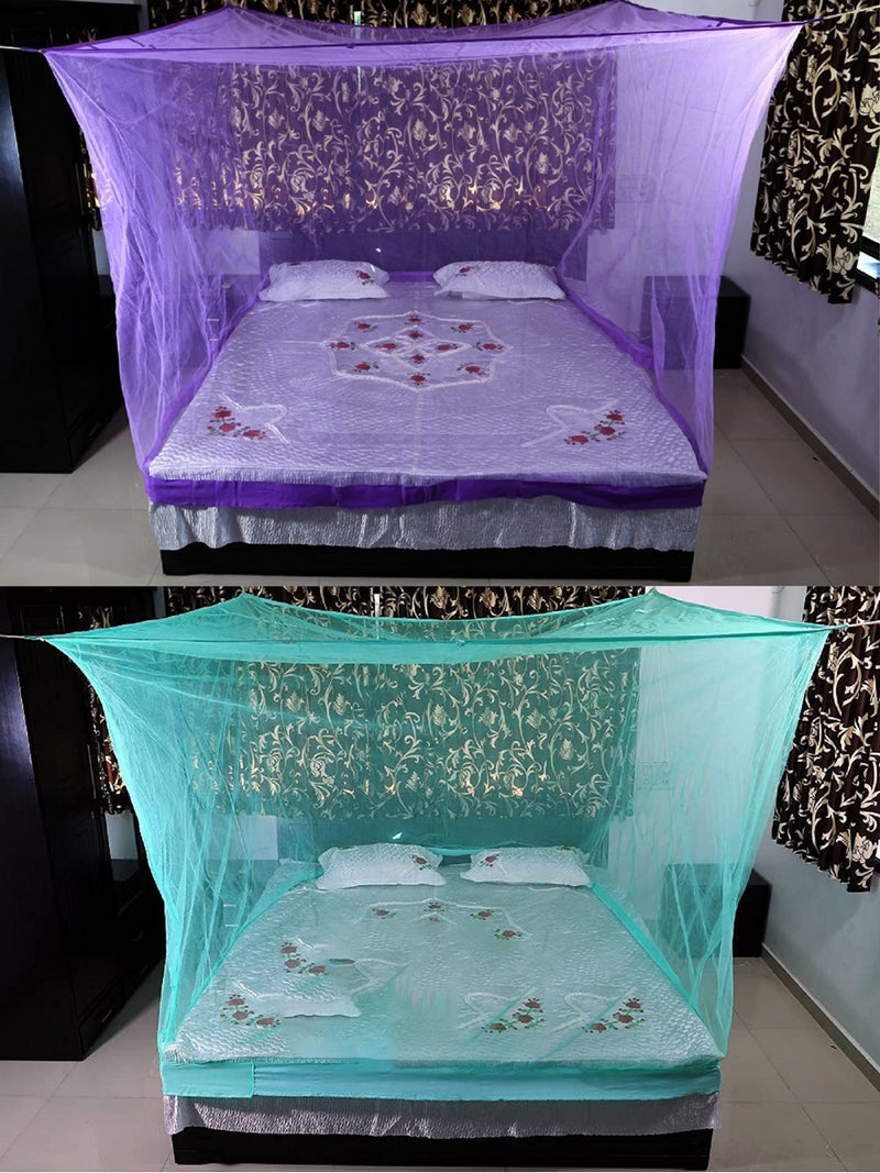 Neekshaa Combo Pack Mosquito Net for Double Bed Polyester Mosquito Net for Baby | Bedroom | Family_Size-6x6 FT_Color-Purple,Green - Image 1
