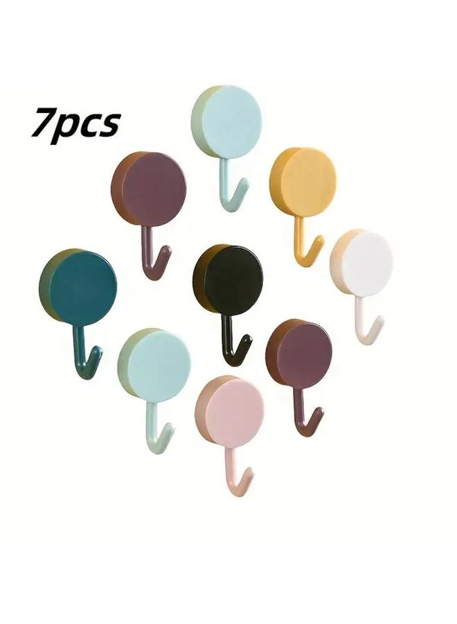 7 قطع من الخطافات اللاصقة الملونة للجدران للمفاتيح والمناشف في الحمام وغرفة النوم ومدخل المنزل - Image 1