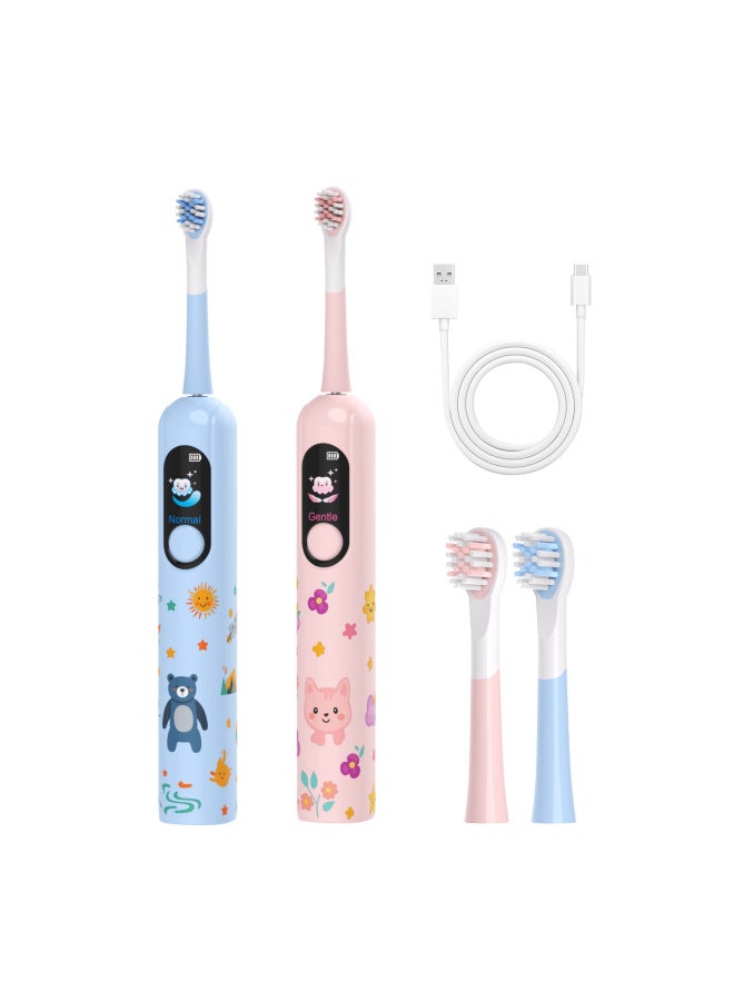 New Customizable Color Screen Smart Electric Toothbrush For Kids, Usb Charging, Dedicated Cute Pet Patterns, Voice And Music