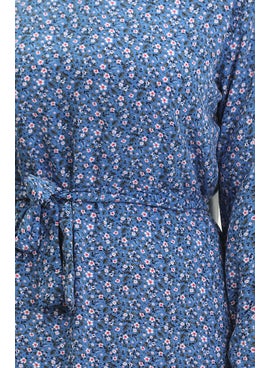 Sefa Merve Patterned Viscose Dress 81867-03 Indigo  - Image 5