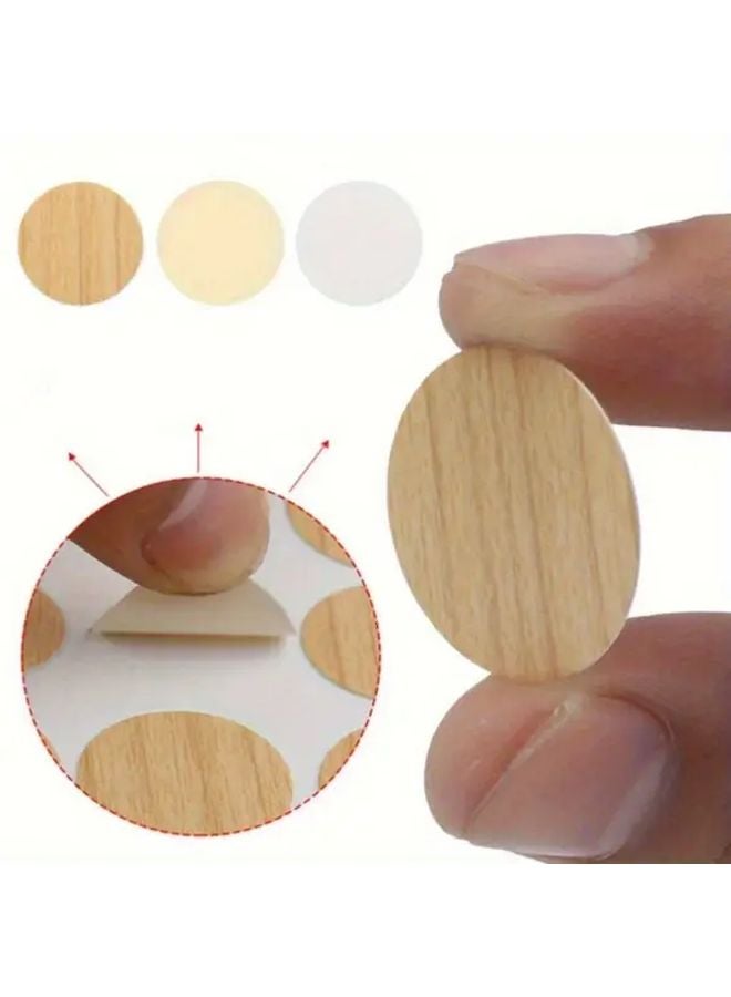 Dark Wood 21mm Self Adhesive Furniture Screw Hole Covers 54pcs PVC Wood Grain Caps - Image 5