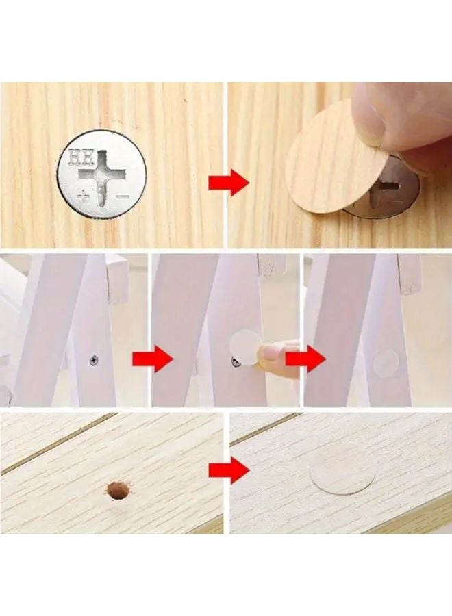 Dark Wood 21mm Self Adhesive Furniture Screw Hole Covers 54pcs PVC Wood Grain Caps - Image 4