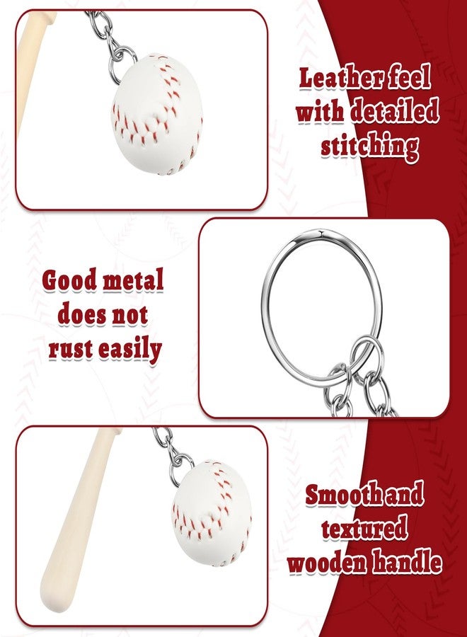 ROLYTA 16 Pcs Baseball Keychains for Boys, Mini Baseball Keychain with Wooden Bat for Team Giveaways, Sports and Souvenir Favors, Victory Parties, Gifts for Athletes Boys Girls Adults - Image 3