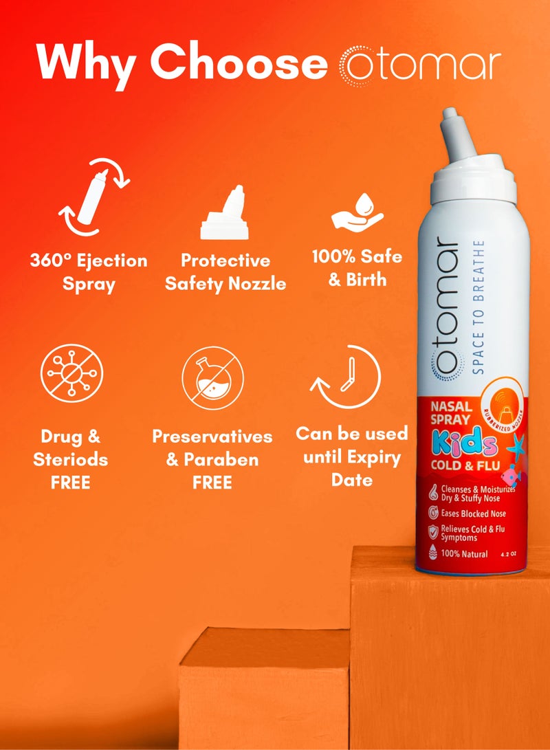 otomar Cold and Flu Kids Hypertonic Nasal Saline Spray 125 ml  - Pack of 2 - Image 4