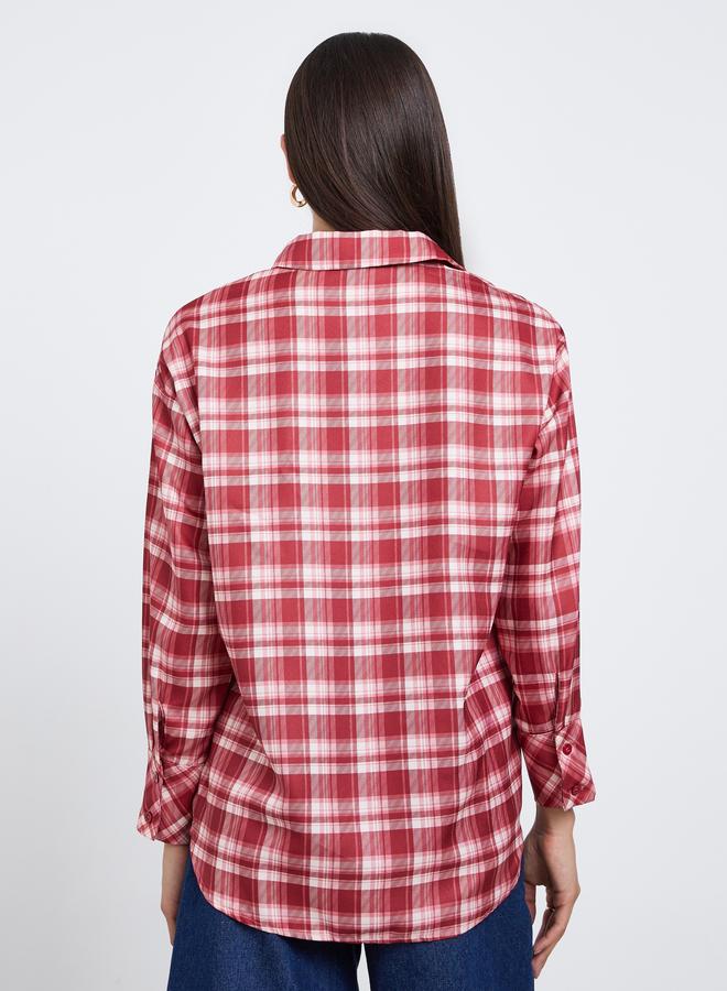 ستايلي قميص كاروهات كلاسيكي واسع بتصميم شارع كاجوال - Image 4