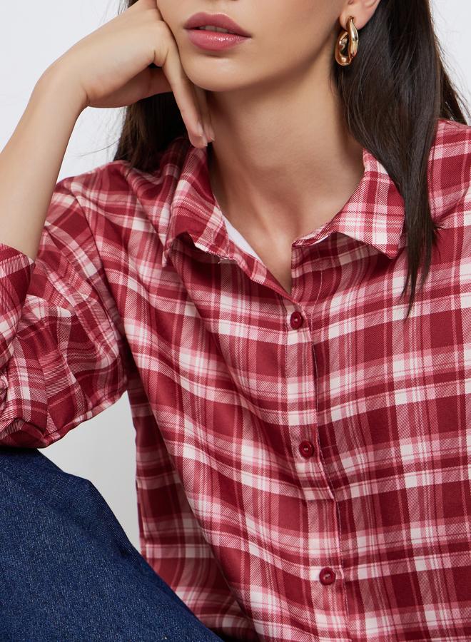 ستايلي قميص كاروهات كلاسيكي واسع بتصميم شارع كاجوال - Image 3