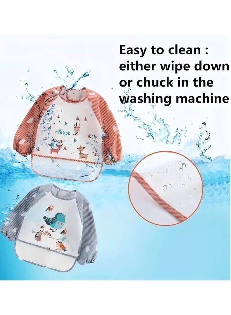 Changer 3 Pack Infant Toddler Baby Waterproof Sleeved Bib Art Smock Apron 1 - 4 Years - Image 5